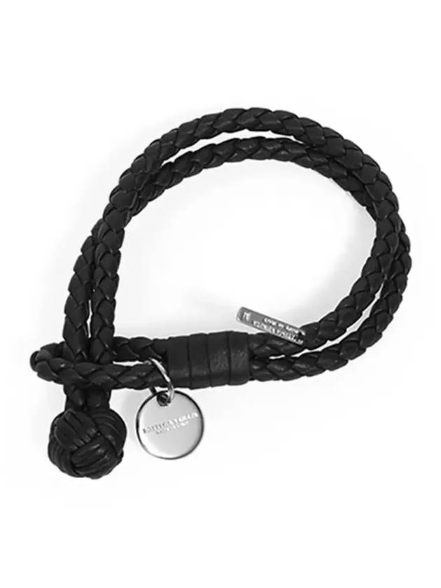 Intrecciato Double Leather Bracelet Black - BOTTEGA VENETA - BALAAN 4