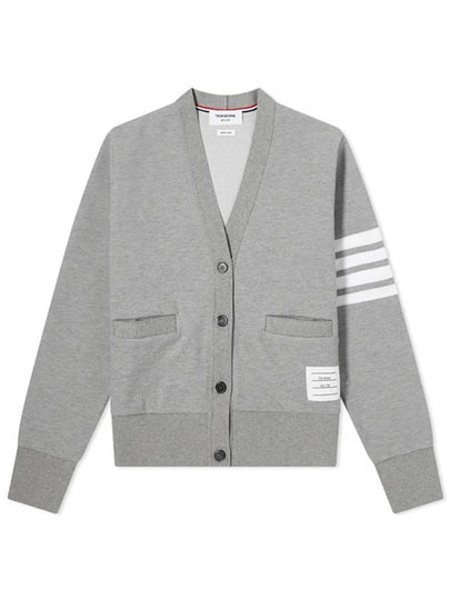 Varsity Pique 4 Bar V-neck Cardigan Light Grey - THOM BROWNE - BALAAN 2