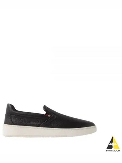 Raise Grained Leather Slip-Ons Black - BALLY - BALAAN 2