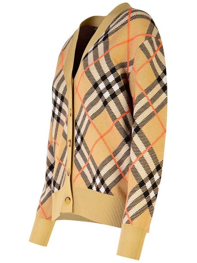 Check Wool Blend Cardigan Beige - BURBERRY - BALAAN 3