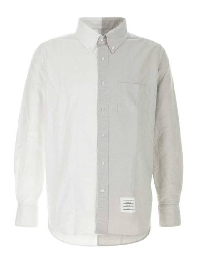 Funmix Oxford Cotton Long Sleeve Shirt Grey - THOM BROWNE - BALAAN 1