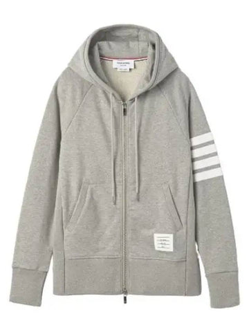 Loopback Jersey Knit Engineered Diagonal Classic Zip up Hood Light Gray - THOM BROWNE - BALAAN 1