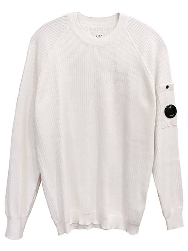 Lens Ribbed Crew Neck Knit Top White - CP COMPANY - BALAAN 2