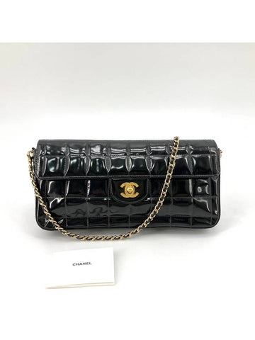 Patent chocolate bar shoulder bag gold - CHANEL - BALAAN 1