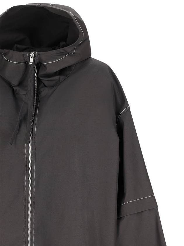 Contrast Stitch Hooded Jacket Black - JIL SANDER - BALAAN 4