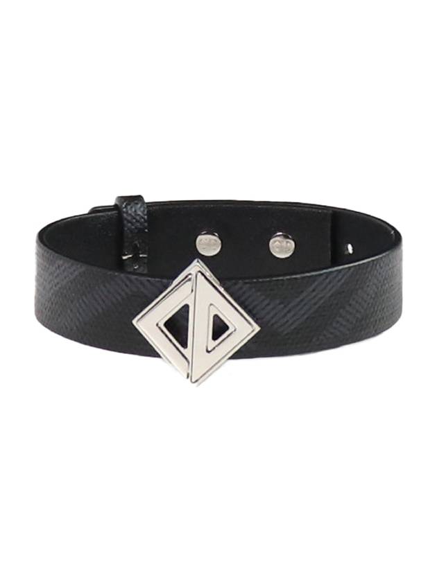 CD Diamond Canvas Silver Finish Brass Bracelet Black - DIOR - BALAAN 2