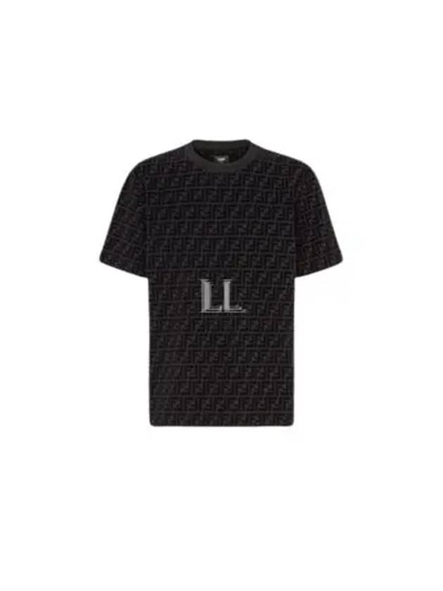 FF Logo Pique Short Sleeve T-Shirt Black - FENDI - BALAAN 2