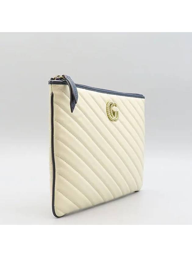 573814 White color leather GG Marmont Matelasse clutch - GUCCI - BALAAN 3