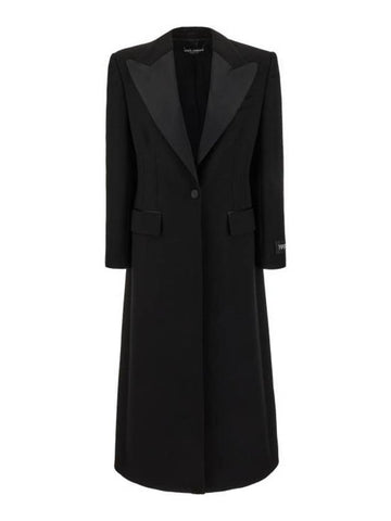 Virgin Wool Breasted Single Coat Black - DOLCE&GABBANA - BALAAN 1