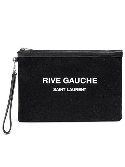 Rive Gauche Zipper Strap Clutch Bag Black - SAINT LAURENT - BALAAN 2