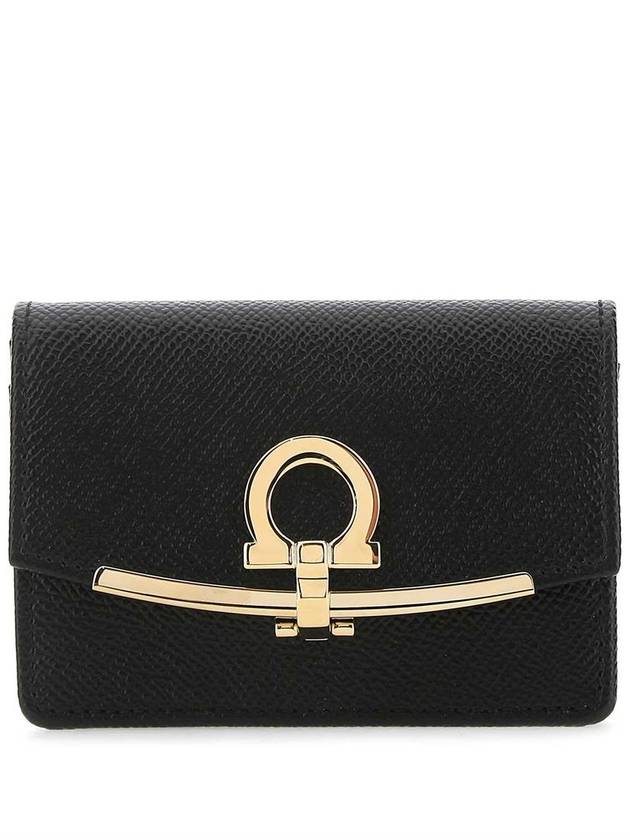 Gancini Calfskin Card Wallet Black - SALVATORE FERRAGAMO - BALAAN 2