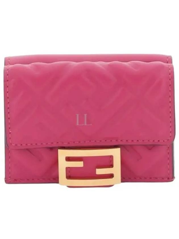 FF Baguette Flap Card Half Wallet Pink - FENDI - BALAAN 2