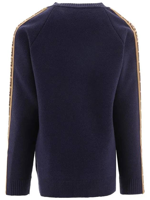 Kids Monogram Crew Neck Knit Top Blue - FENDI - BALAAN 3