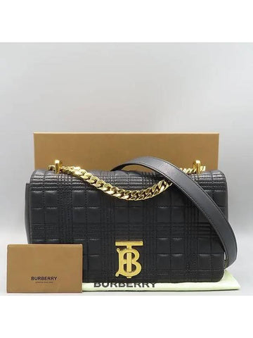 8021492 Black quilted leather LOLA gold plated TB logo small chain cross bag - BURBERRY - BALAAN 1