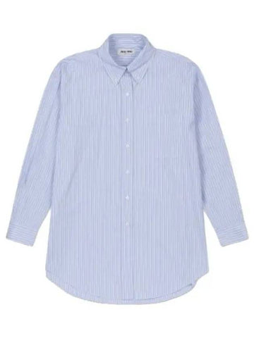 logo stripe shirt blue - MIU MIU - BALAAN 1