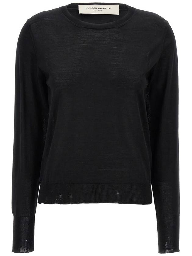 Round Neck Wool Knit Top Black - GOLDEN GOOSE - BALAAN 2