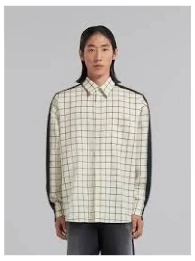 Grid Pattern Panel Long Sleeve Shirt White - MARNI - BALAAN 2