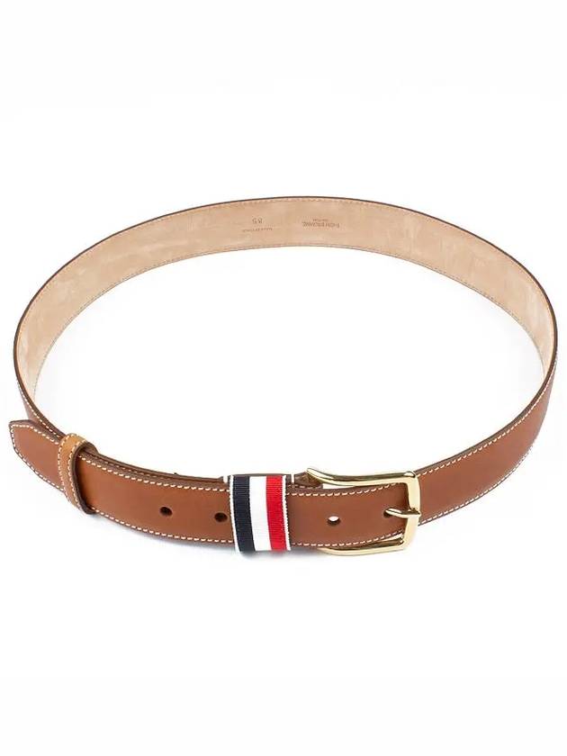 Three Stripe Tab Leather Belt Brown - THOM BROWNE - BALAAN 7