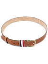 Three Stripe Tab Leather Belt Brown - THOM BROWNE - BALAAN 7