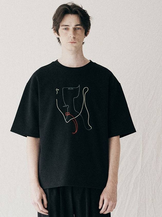 Drawing Embroidery Short Sleeve T-Shirt Black - FFEFF STUDIO - BALAAN 8