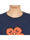 Women's Boke Flower Loose Fit Cotton Short Sleeve T-Shirt Navy - KENZO - BALAAN 7