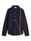 Double Face Knit Long Sleeve Shirt Navy - THOM BROWNE - BALAAN 2