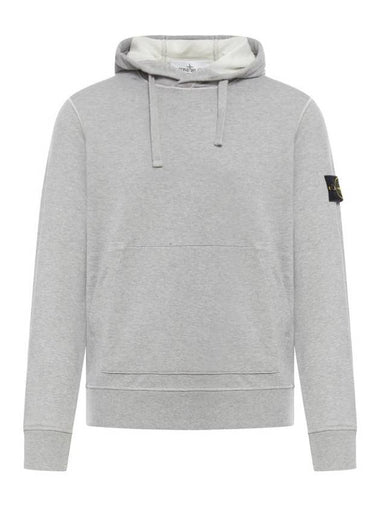 Logo Patch Drawstring Hoodie Melange Grey - STONE ISLAND - BALAAN 1