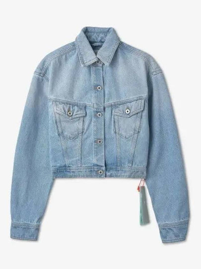 Women's Toy Box Bleach Crop Jacket Blue - OFF WHITE - BALAAN 2