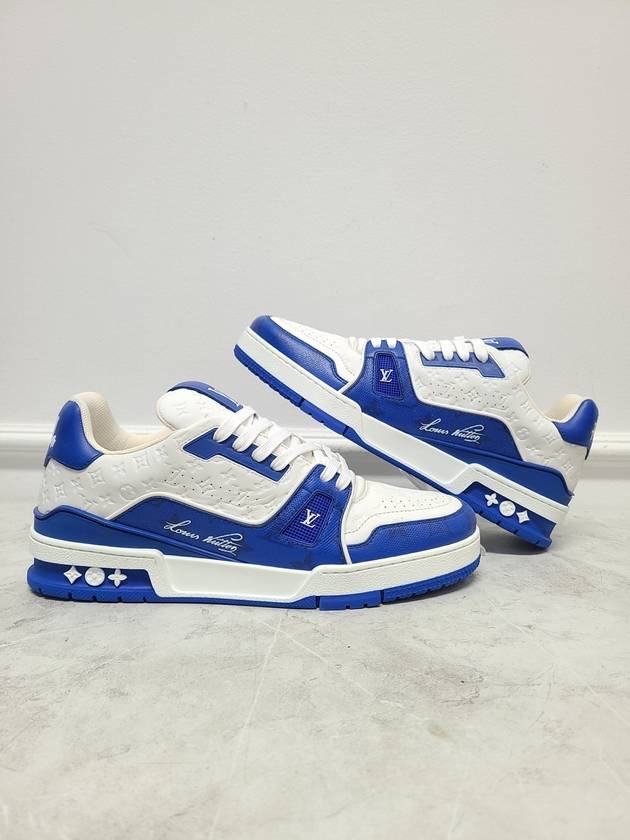 Blue LV Monogram Trainer Sneakers 7 - LOUIS VUITTON - BALAAN 4