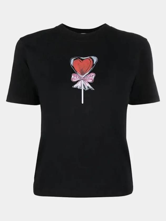 Women's Heart Logo Printing Round Black Short Sleeve 3241MDM180227298 99 - MSGM - BALAAN 1