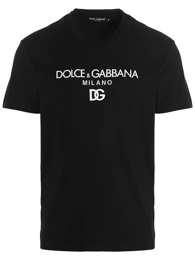 Men's Embroidered Logo Cotton Short Sleeve T-Shirt Black - DOLCE&GABBANA - BALAAN 2