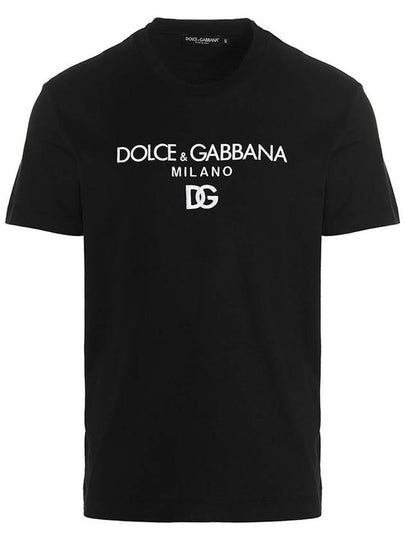 Men's Embroidered Logo Cotton Short Sleeve T-Shirt Black - DOLCE&GABBANA - BALAAN 2