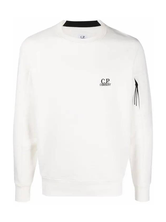 Men's Logo Embroidered Sweatshirt White - CP COMPANY - BALAAN.