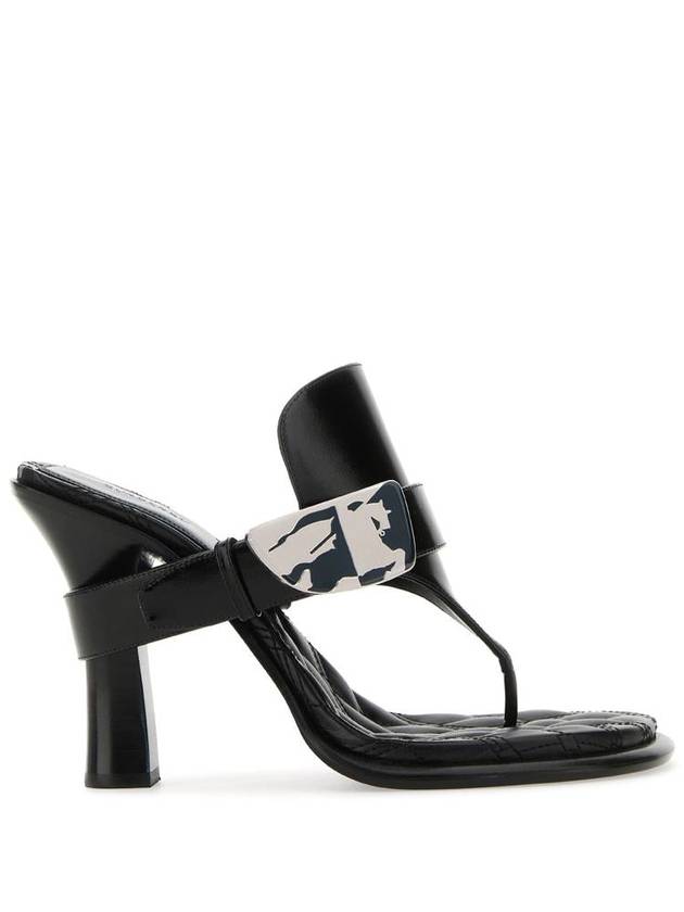 Bay Leather Sandal Heels Black - BURBERRY - BALAAN 2