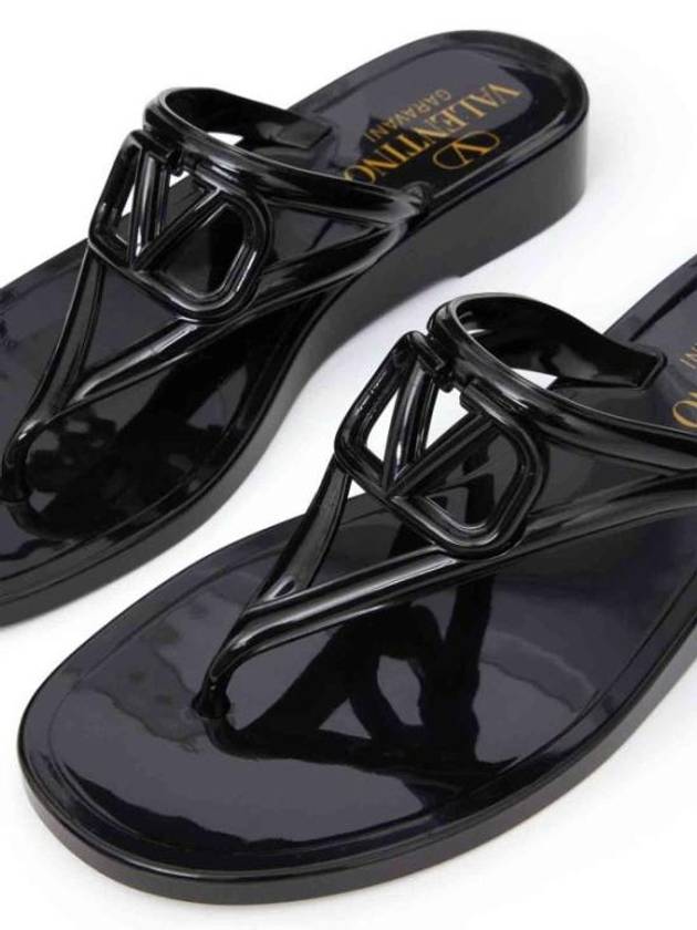 V Logo Signature Flip Flop Black - VALENTINO - BALAAN 5