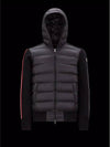 Logo Patch Padded Wool Hooded Jacket Black - MONCLER - BALAAN 3