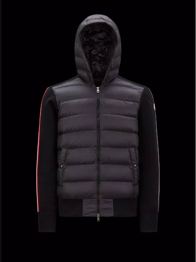 Logo Patch Padded Wool Hooded Jacket Black - MONCLER - BALAAN 3