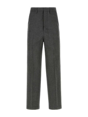 Gabardine Wool Loose Fit Wide Pants Grey - AMI - BALAAN 1
