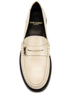 Le Loafer Penny Slippers In Smooth Leather Pearl - SAINT LAURENT - BALAAN 4