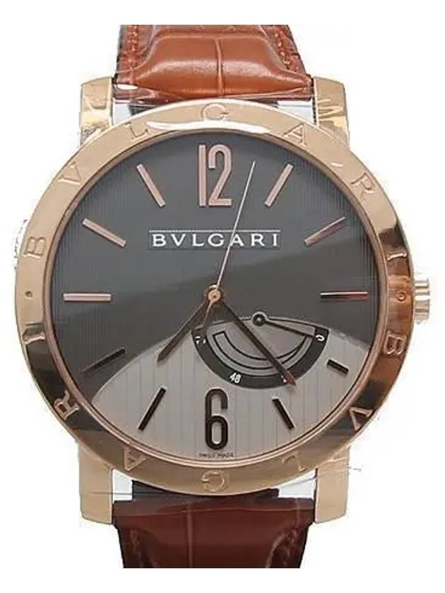 BBP41BGL 18K Pink Gold Alligator Band D Clip Men s 41MM Watch - BVLGARI - BALAAN 1