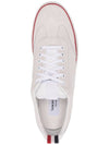 Men's 3 Bar Suede Low Top Sneakers White - THOM BROWNE - BALAAN 4