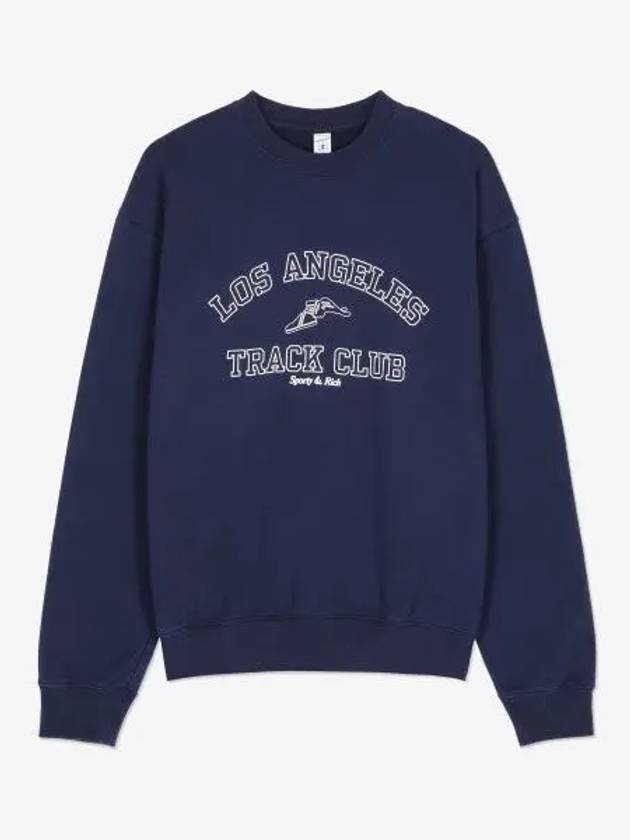 Logo Crew Neck Cotton Sweatshirt Navy - SPORTY & RICH - BALAAN 2