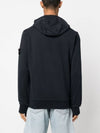 Logo Patch Drawstring Hoodie Navy - STONE ISLAND - BALAAN 6