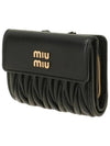 Logo Zipper Leather Card Wallet Black - MIU MIU - BALAAN 3