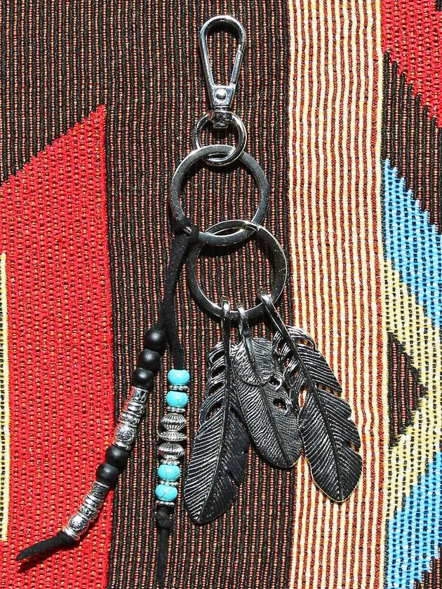 Navajo Feather Beads Keyring Black - KND - BALAAN 10