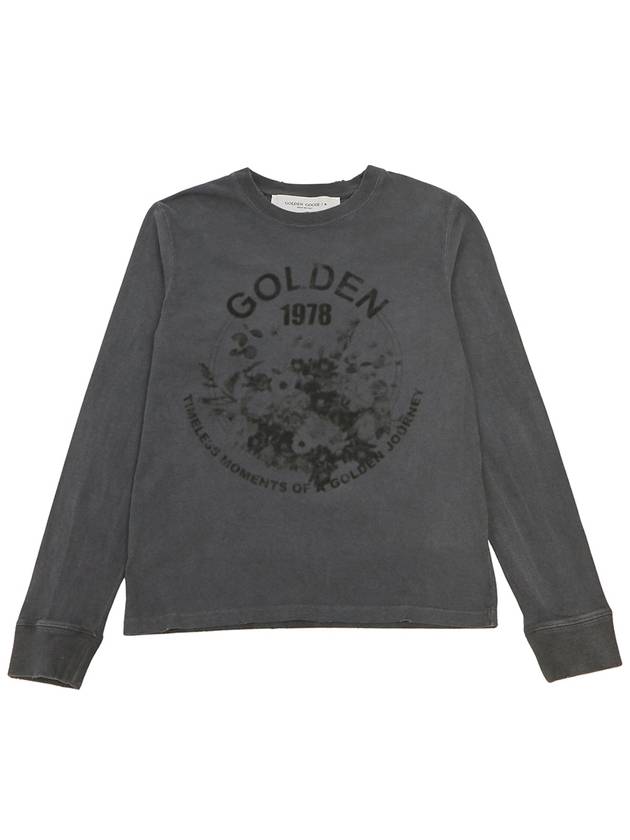 Artwork Print Cotton Long Sleeve T-Shirt Anthracite - GOLDEN GOOSE - BALAAN 2