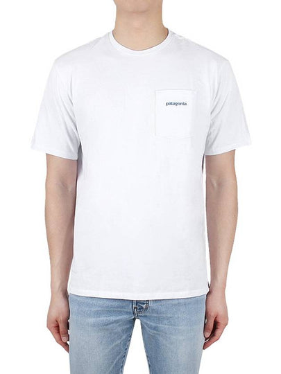 Men's Boardshort Logo Pocket Cotton Short Sleeve T-Shirt White - PATAGONIA - BALAAN 2