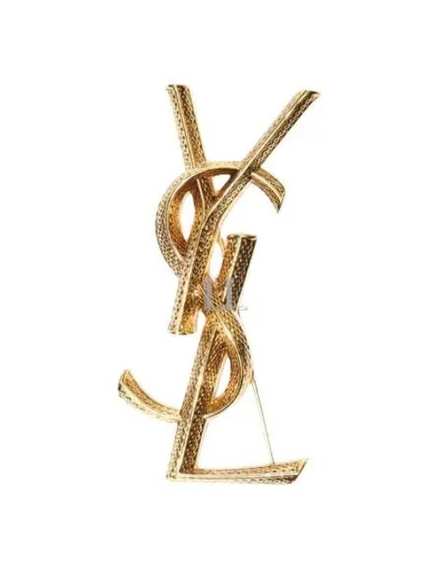 Snake Textured Monogram Brooch Gold - SAINT LAURENT - BALAAN 2