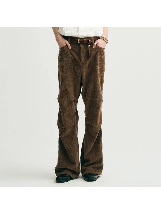 Wave Corduroy Flare Wide Pants Brown - NOIRER - BALAAN 1