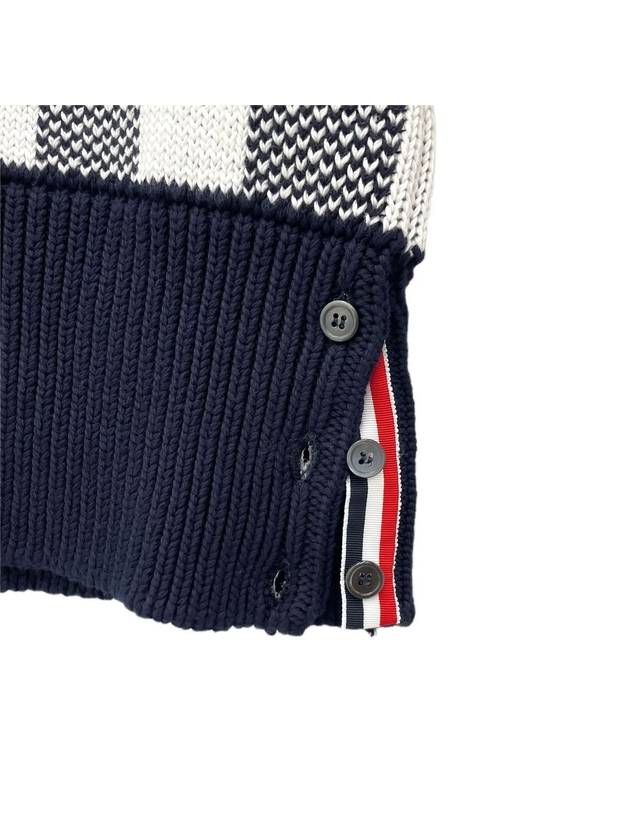 Men's 4 Bar Gingham Check Jacquard Knit Top Navy - THOM BROWNE - BALAAN 6